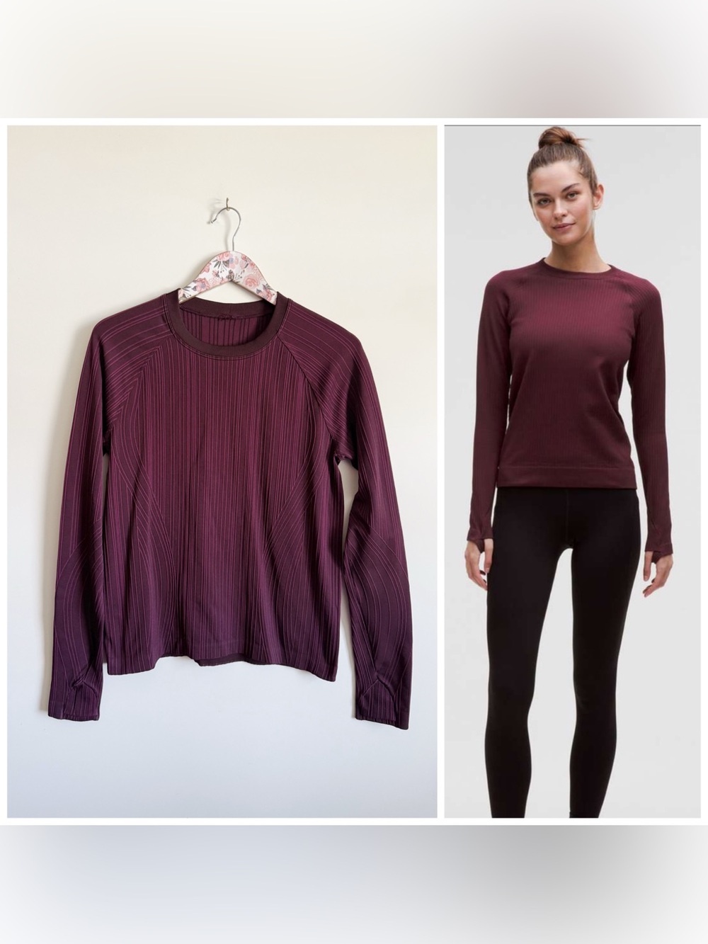 LULULEMON Rest Less Pullover Colour Rib Garnet Stripe Long Sleeve Size 10